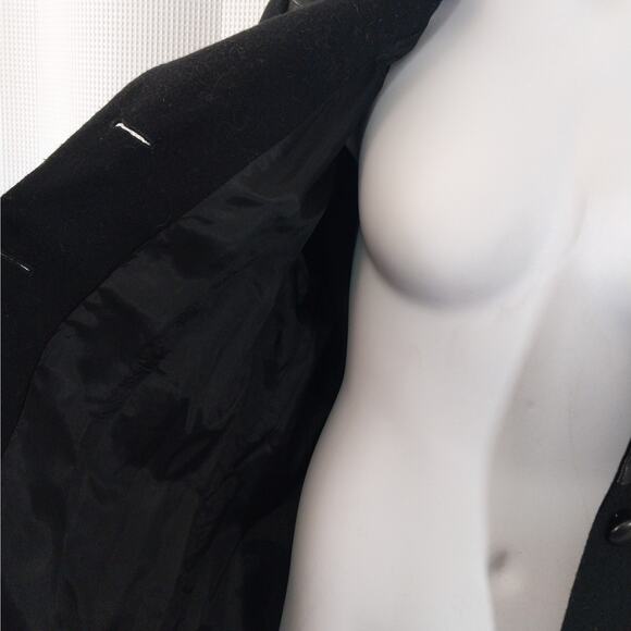 FOCUS 2000! STUNNING BLACK 100% WOOL, FAUX LEATHER INSETS/COLLAR JACKET! SZ 18W - Picture 6 of 10